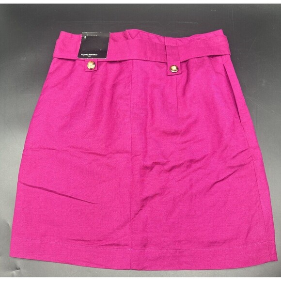 Banana Republic Women’s PINK Lined Linen Short Belted Waist Skirt Size 2 NWT - Picture 3 of 8